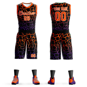 Conjunto de Uniforme de Baloncesto Sublimado Personalizado, Transpirable, con Estampado de Leopardo, Absorbe la Humedad, 180g Poliéster, Camiseta sin Mangas con Cuello en V, Unisex para Adultos - Product Image 5