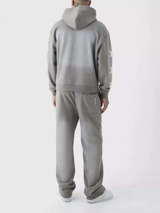 Ensemble de survêtement évasé délavé style français High Street avec impression en relief, sweat à capuche pour homme, service OEM personnalisé - Product Image 2