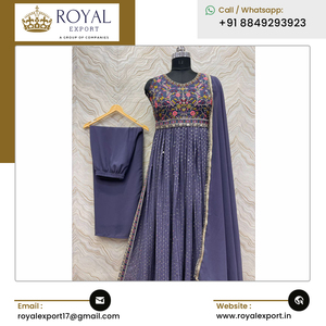 Designer de mode de luxe de qualité supérieure belle fausse georgette lourde Kurti avec travail de broderie à prix compétitif - Product Image 2