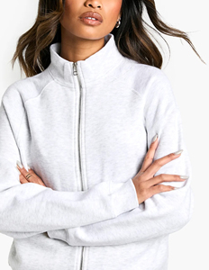 Vente en gros de sweat-shirt de ville 380GSM pour femme 100% coton avec fermeture à glissière complète sweat-shirt pour femme oversize heavyweight oem - Product Image 3