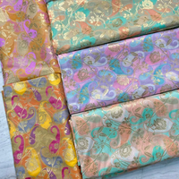 Tissu Brocart Rangkat Imprimé à Carreaux Coloré Respirant de Qualité Supérieure, Textile Doux Zari pour Lehenga, Kurta de Mariage et Tenues de Garçons