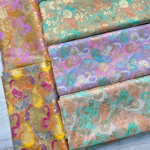 Tela de brocado Rangkat de colores Premium con textil suave Zari para Lehenga nupcial y Kurta para ropa de boda - Product Image 1