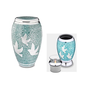 Urnes de crémation en métal pour cendres humaines, en aluminium, pour adultes, design d'ailes d'aigle avec abat-jour couleur blanc et argent - Product Image 5