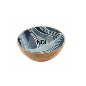 Producto más vendido en el hogar Hotel Restaurante Uso Comida Tazón profundo de madera Acabado de esmalte Tazón de servicio de diseñador de madera - Product Image 1