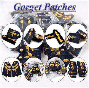 Parche de cuello Gorget cosido personalizado con bordado de lingotes y decoración de diamantes de imitación hecho de tela de fieltro a la venta - Product Image 6
