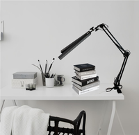 Lampe LED en gros avec pince 15W Lampe de bureau LED noire avec bras articulé réglable Lampe d'architecte 3CCT Port USB-A Lampe de bureau