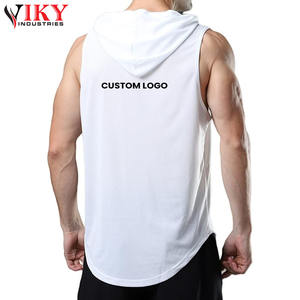 Débardeur à capuche pour homme, logo personnalisé, course à pied, sans manches, sweat-shirts unis, meilleur matériau en blanc, sweat-shirt pour homme - Product Image 5