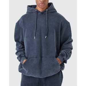 Men Acid Wash Pullover Hoodies Wholesale Vintage Cotton Fleece Jogging Sportswear Light <b>Weight</b> Acid Wash Hoodie For Men - Product Image 1