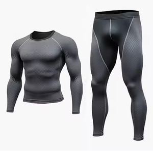 Survêtement à sublimation pantalon de compression et t-shirt collants vierges en polyester et spandex ensemble de vêtements d'entraînement pour hommes - Product Image 2