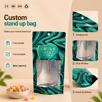 Sachets Doypack Personnalisés Refermables Imprimés par Héliogravure, Résistants à l'Humidité, avec Fenêtre Transparente et Fermeture Ziplock pour Emballage Alimentaire