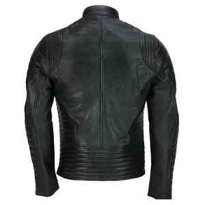 Veste d'hiver élégante pour homme en toile enduite et cuir de mouton, coupe-vent, respirante, écologique, col montant, design avant tendance - Product Image 5