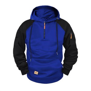 Sweat-shirts à capuche pour hommes, coupe ajustée, décontractés, couleur unie, demi-zip, tendance, multicolores, best-sellers - Product Image 1