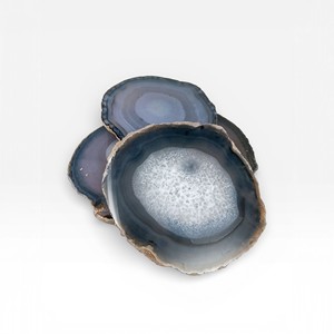 Posavasos de Ágata Gris Oscuro y Carbón con Centro de Cristal Orgánico para Interiores Modernos - Product Image 1