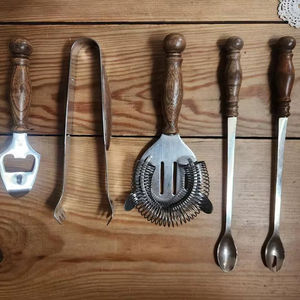 High Quality Wooden Handle <b>Bar</b> <b>Tool</b> Set With Silver Accents For Stylish Home <b>Bars</b> Clubs Hospitality And Party Serving Use - Product Image 1