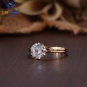 Lab-Stone 1,98 TDW Anillo de oro amarillo de diamante de corte redondo Impresionante COLOR DE LA EF-VS - Product Image 3