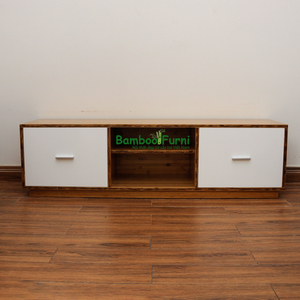 Support TV en bambou et bois BTV002, tour élégante pour ordinateur portable avec plateau d'installation au design naturel - Product Image 3