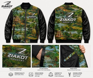 ZIAKOT Men's Bomber <b>Jacket</b> Polyester/Cotton <b>Fleece</b> <b>Lined</b> Breathable Pullover V-neck Casual Winter Style Varsity <b>Jacket</b> Vintage - Product Image 3