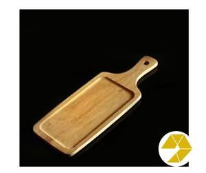 Plateau en bois fait main avec breloque en bois rustique Plateau en bois durable carré ovale formes rondes pour une maison élégante et confortable à manger tous les jours - Product Image 2