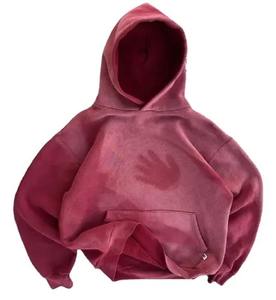 Men's 100% Cotton Vintage Winter Hoodie Full Zipper Street Style Hip Hop Sweatshirt Distressed Gradient <b>Spray</b> <b>Dyeing</b> Solid Print - Product Image 1