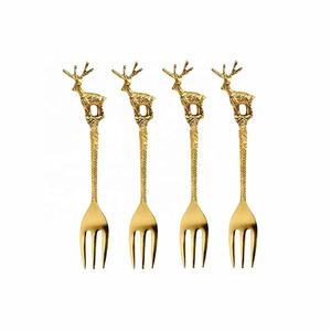 Ensemble de couverts de luxe de 4 pièces, acier inoxydable en laiton poli avec poignées de style en bois, antique - Product Image 5