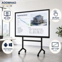 Tableau blanc interactif multi-touch intelligent 86 pouces à double système Android et Windows, prix usine, pour salle de classe et salle de réunion