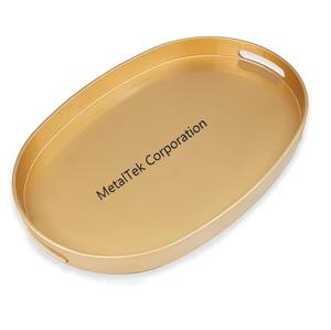 Plateau de service bleu ovale fantaisie couleur personnalisée plateau de chocolat d'affichage décoratif laqué en métal de fer pour Bar de mariage de Restaurant - Product Image 6