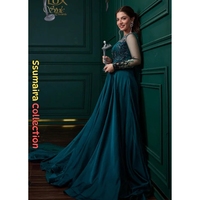 Tendances 2025 : Ensemble Lehenga Choli en Soie Brute Vert Marine, Style Anarkali Dananeer Mobeen, Brodé à la Main, Idéal pour Mariages et Soirées Formelles