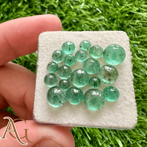 Natural Emerald Zambian Round Cabochon Faceted Gemstone For Jewelry Making Loose Gemstone certified - Product Image 2