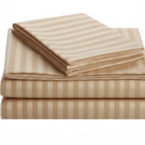 Ensemble de draps de lit rayés de luxe, microfibre douce, satin rayé, literie 4 pièces, draps respirants de qualité hôtelière pour toutes les saisons - Product Image 1