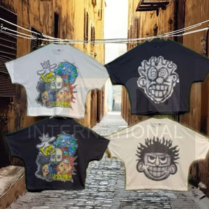 Custom Street Drop Shoulder Oversized Loose DTG Print Vintage Acid Wash Boxy camiseta recortada - Product Image 1