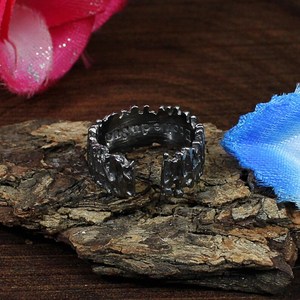Bague de pouce en argent sterling 92.5 faite à la main bijoux de mode fins plaqués ruthénium noir avec incrustation de réglage de lunette - Product Image 5