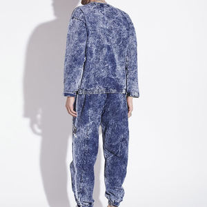 2025 tendance 100% coton hommes respirant hiver survêtement ensembles Logo personnalisé lavé à l'acide conception solide motif Jogging porter - Product Image 3