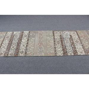 Turkish Runner Rug 2.3x9.3 ft, Vintage <b>Brown</b> Floral <b>Wool</b> Rug - Product Image 3