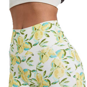 High Waist Lemon Floral Printed Yoga Shorts Women Breathable Squat Proof <b>Tummy</b> <b>Control</b> Biker Shorts Summer Workout Gym Apparels - Product Image 5