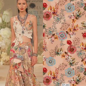 Tissu de broderie en coton artificiel pour faire du matériel de robe fantaisie - Product Image 1