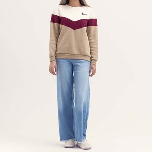 เสื้อสเวตเตอร์คอกลมปักสีบล็อกคอกลมผ้าโพลีเอสเตอร์สำหรับฤดูหนาว - Product Image 1