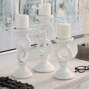 Wooden <b>Candle</b> <b>Holder</b> White Chain Design for Living Room Decor Clean Look Tabletop Decorative Home Styling Wholesale From India - Product Image 4