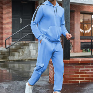 Survêtement Cargo pour Adulte Couleur Bleu Ciel Manches Longues Coupe Slim Polaire Sport Jogging Running Survêtement Cargo avec Poche - Product Image 6