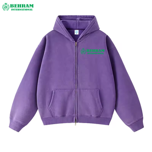 High Quality 450 GSM Streetwear Zipper <b>Hoodies</b> Men Unisex Thermal French Terry Vintage Distress Winter 100% Cotton Quick Dry - Product Image 4