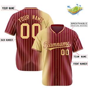 Personalizada gradiente se desvanecen moda Pinstripe béisbol Jersey al por mayor personalizado Hip Hop botón abajo béisbol Jersey proveedor en Pakistán - Product Image 6