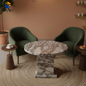 Mesa de Centro Redonda de Mármol Calacatta Clásico, Marca KT STONE, Diseño Elegante Personalizado, Mueble Decorativo para el Hogar, Gran Venta - Product Image 3