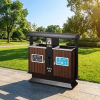 Poubelle DA-200C double recyclée support public en bois poubelle de recyclage extérieure poubelle de recyclage extérieure poubelle de déchets en bois extérieure