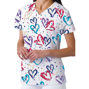 2025 último impreso cuello en V suave médico Scrubs Hospital impreso Scrubs uniforme de enfermera Unisex impreso flor clínica uniforme mujeres - Product Image 3