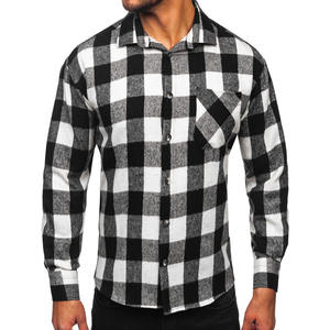 เสื้อเชิ้ตผ้าสักหลาดลายสก๊อตสำหรับผู้ชายเสื้อลำลองแบบกำหนดโลโก้ได้เองเสื้อผ้าสักหลาดลายสก็อตเส้นด้ายฝ้าย100% ย้อม - Product Image 1