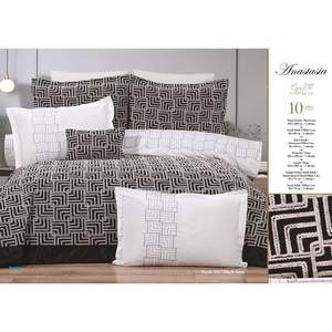 Ensemble de mariée Anastasia 10 pièces Bella Home noir et gris avec motif brodé - Product Image 1