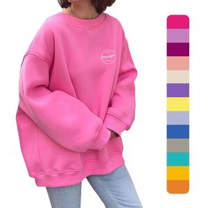 Women Oversized Sweatshirt 100% Cotton Designed Using Soft <b>Brushed</b> Fabric Providing Relaxed Comfort Fit Spring Autumn Front - Product Image 3