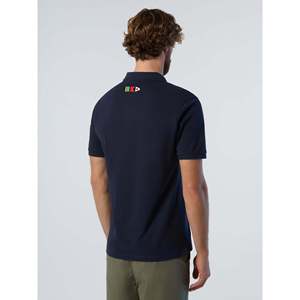Polo da uomo North Sails GB1 traspirante blu navy slim fit a maniche lunghe taglia 6XL in seta spandex tinta unita Oxford per golf - Product Image 3