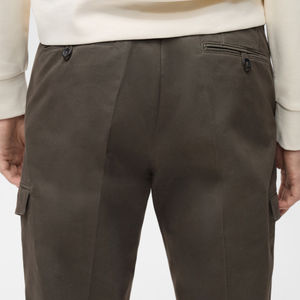 Pantalon en coton décontracté pour hommes de haute qualité personnalisable kaki droit confortable coupe régulière léger plat Design-Vente en gros - Product Image 6