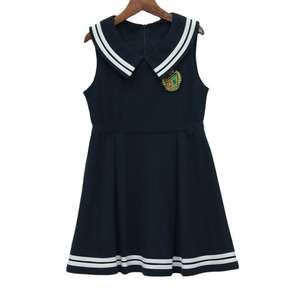 Uniforme Escolar Personalizado OEM para Niñas de Secundaria, Vestido de Verano de una Pieza con Falda y Cuello Peter Pan para Adultos, 100% Algodón - Product Image 1