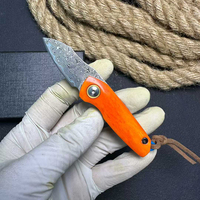 Couteau de poche pliable sans verrouillage BoChen en os de vache teinté, avec lame en acier Damas VG10, couteau de survie EDC pour l'extérieur
